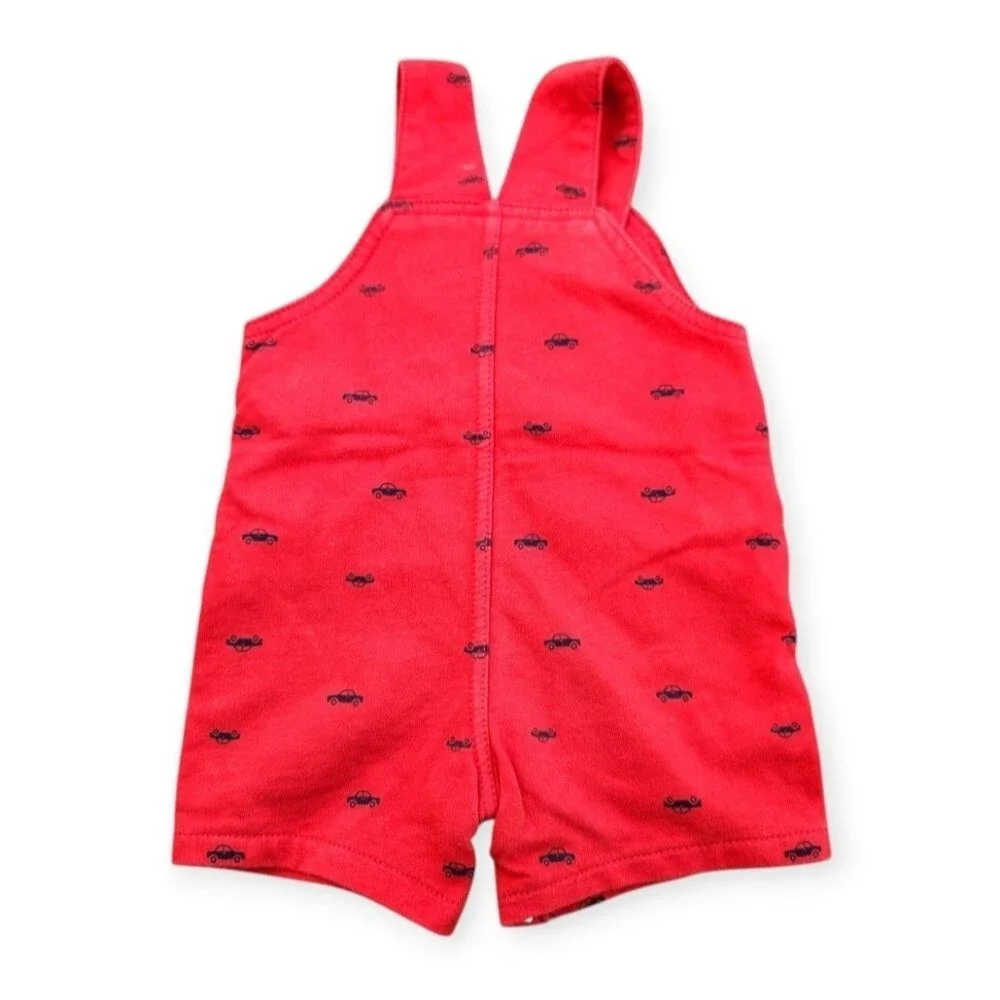 2-Piece Carter's Baby Red shortalls Overalls Striped T-Shirt Kids 12 Months